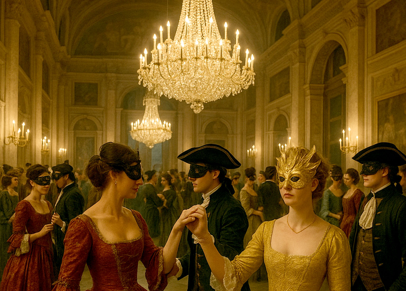 A masked ball in a Venetian palace
